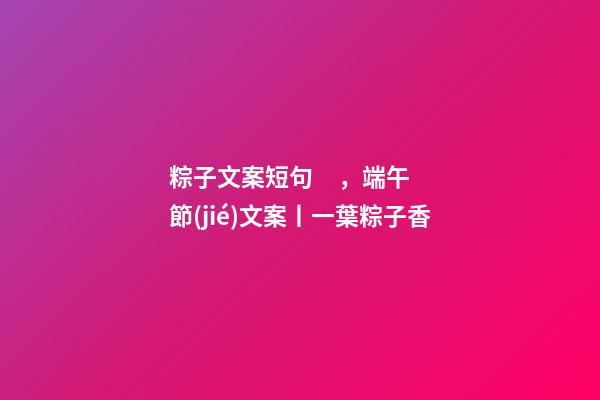 粽子文案短句，端午節(jié)文案丨一葉粽子香-第1張-觀(guān)點(diǎn)-玄機(jī)派